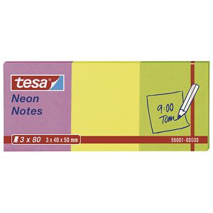 Blok samoljepljiv  40x50mm 3x80L Neon notes Tesa 56001 neon mix!!