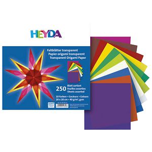 Papir Origami 20x20cm 40g pk250 Heyda 20-48755 21 prozirni sortirano