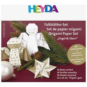 Papir Origami 15x15cm 70g pk30 Anđeo Heyda 20-48755 75 zlatno-bijeli