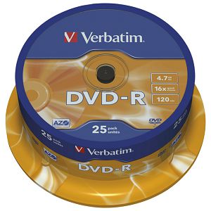 DVD-R 4,7/120 16x spindl Mat Silver pk25 Verbatim 43522