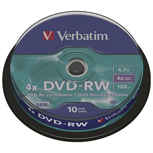 DVD-RW 4,7/120 4x spindl Mat Silver pk10 Verbatim 43552