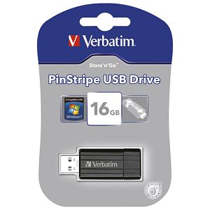 Memorija USB 16GB 2.0 PinStripe Verbatim 49063 crna blister