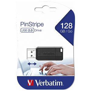 Memorija USB128GB 2.0 PinStripe Verbatim 49071 crna blister