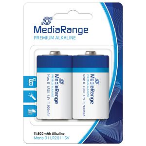 Baterija alkalna 1,5V D pk2 MediaRange MRBAT109 LR20 blister
