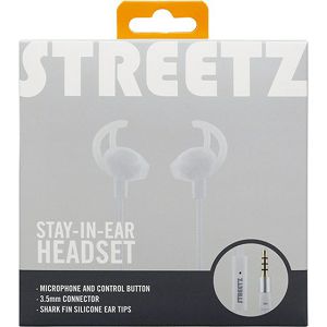 IZLOŽBENI PRIMJERAK - Slušalice STREETZ HL-W101, stay-in-ear headset, 1-button remote, 3.5mm, microphone, white