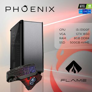 Računalo Phoenix FLAME Y-523 Intel i3 13100F/8GB DDR4/NVMe SSD 500GB/VGA GTX 1650/Set tipkovnica,miš,podloga,slušalice