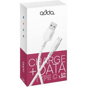 Kabel ADDA USB-200-WH, Fusion Charge+Data, USB-A na Type-C, 3.1A, Premium TPE, 1.2m, bijeli