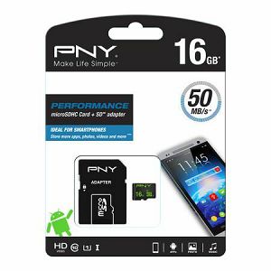 Memorijska kartica PNY MicroSDHCTM, 50/10, 16GB, class 10, s adapterom