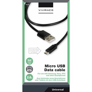 Kabel VIVANCO 36292, Micro-USB, 2m, crni