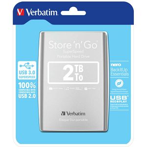Externi hard disk Verbatim #53189 Store'n'Go 2.5" 2TB  USB 3.0 Gen1 silver