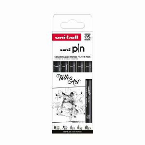 Marker Uni pin set 0,1/0,2/0,7/BR/CS3 mm crni Tatoo Art 5/1