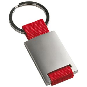 Privjesak za ključeve metal-textil crveni