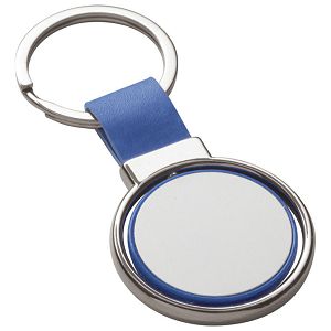 Privjesak za ključeve metalni - umjetna koža plavi