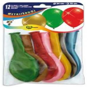 Baloni Globos metaliki 24cm, mix boje 12/1 00407