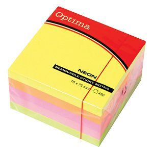 Blok samoljepljiv kocka 76x76 neon 4 boje OPTIMA 450L 22937