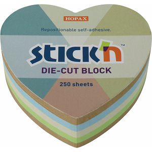 BLOK SAMOLJEPLJIVI Stickn srce pastel/recikl. sort.boja 61x70mm/250L