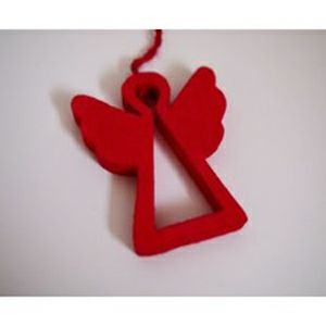 Božićni ukras drveni, Anđeo, crveni 10cm 226359