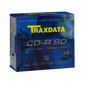 CD-R 700MB/80min Traxdata 52X Slim box 10kom
