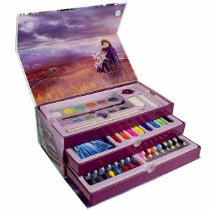 CRTAĆI SET FROZEN vodene boje+bojice+markeri+olovka+gumica u koferu s ladicama 750617
