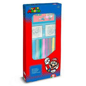 Crtaći set Super Mario flomasteri 9/1 + 2 štambilja + mini bojanka 211049