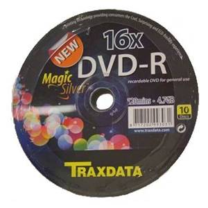 DVD-R 4.7GB Traxdata 16X Spindle,Magic Silver 10/1