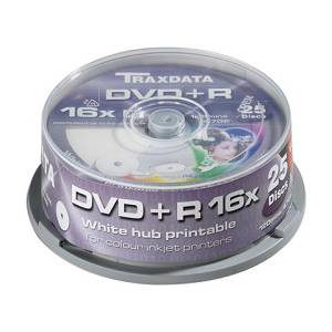 DVD+R 4.7GB Traxdata 16X Full Printable Cake 25/1