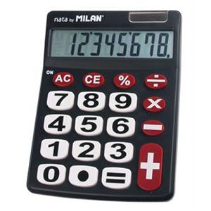 Kalkulator stolni Milan 151708BL crni s bijelo crvenim tipkama 