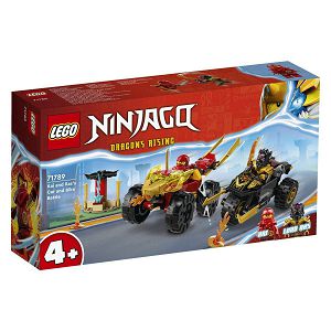 LEGO Kocke Ninjago Dvoboj Kaija u autu i Rasa na motociklu 71789, 4+god.