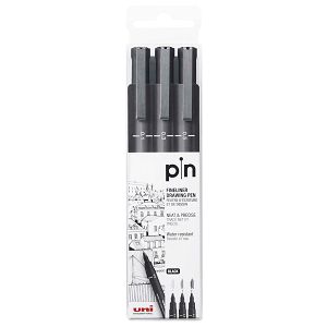 Marker Uni Pin 200 0.1/0.3/0.5mm crni 3/1 vodootporni