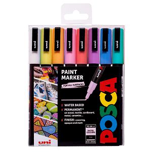 Marker Uni Posca PC-3M 8/1 za hobby i art, pastelne boje, vodootporan, 0.9-1.3mm