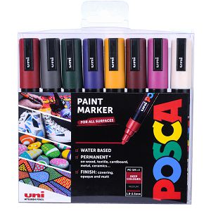 Marker Uni Posca PC-5M 8/1 za hobby i art,tamne boje,vodootporan,1.8-2.5 mm