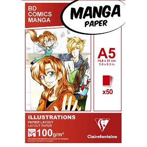 Papir slikarski za crtanje ilustracija A5 100gr/50Lista Manga Clairefontaine