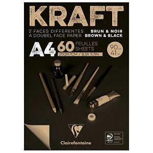Papir slikarski za crtanje obost.smeđe-crni A4 90gr/60Lista Kraft Clairefontaine