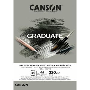 Blok za različite tehnike sivi A4 220gr/30Lista Canson Graduate