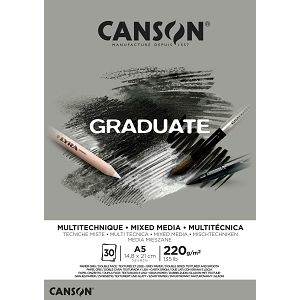 Blok za različite tehnike sivi A5 220gr/30Lista Canson Graduate