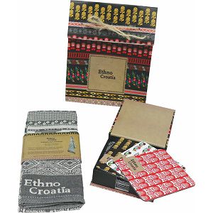 Poklon paket Ethno Croatia Puca kuhinjska krpa+10xpodmetači za čaše 055815