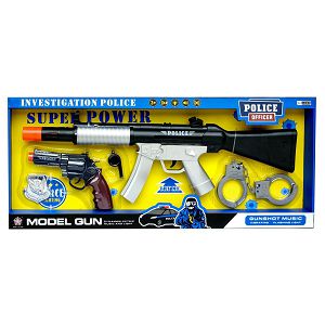 Policijski set pištolj,puška,značka,lisice,zviždaljka,zvuk,svjetlo Denis 624036