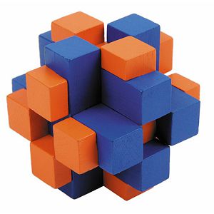 PUZZLE BAMBOO interaktivne, IQ Test Križ kocke, plava-narančasta Fridolin 171805