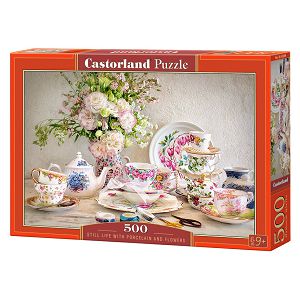 Puzzle Castorland 500kom Stil života - mrtva priroda s porculanom i cvijećem 53384