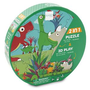 Puzzle Scratch Europe 3D 2u1 12+36kom Dino 812029