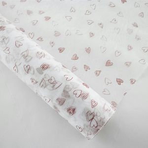 Rola papira kokon (flizelin) 60cmx10m 35gr srca - bijela/crvena srca