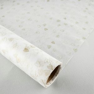 Rola papira kokon (flizelin) 60cmx10m 35gr srca - bijela/zlatna srca