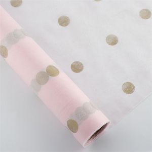 Rola papira kokon (flizelin) 60cmx10m 35gr točke - roza/zlatne točke