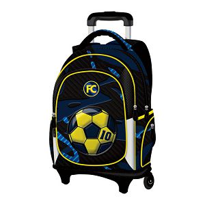 Ruksak školski s kotačićima Football Team Connect plavo-crno-žuti