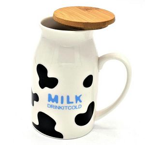 Šalica za mlijeko 400ml, s drvenim poklopcem 732384