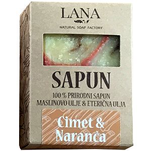 SAPUN CIMET & NARANČA prirodni, veliki u kutiji 100gr LANA NATURAL - Hrvatski proizvod