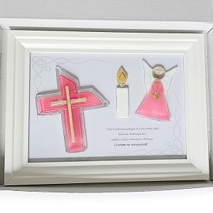 Slika sakramenti 21x30cm anđeo,križ,svijeća,tekst Artem Speculo crvena