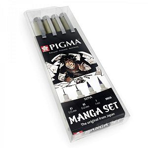 Slikarska olovka Sakura Pigma Micron Manga set,Sepia,Pigment Fineliner 4/1,1602