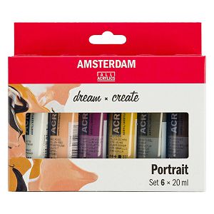 Slikarski akril set 6x20ml, portret boje, Amsterdam