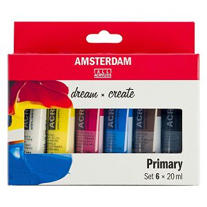 Slikarski akril set 6x20ml, primarne boje, Amsterdam